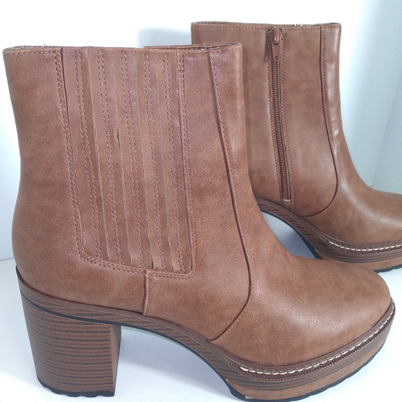 Steve Madden Sarcastic Brown Faux Leather Platform Ankle Boots Size-11 - Picture 4 of 8